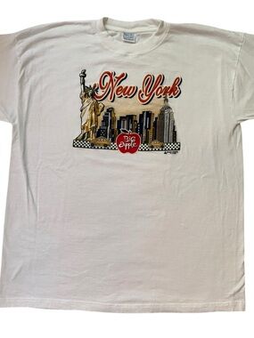 Vintage 90s Danny Boy New York Big Apple T Shirt XXL White Glitter Graphic